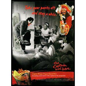 2003 Captain Morgan Spiced Rum Vintage Print Ad Apres Ski Snowboard Party Art
